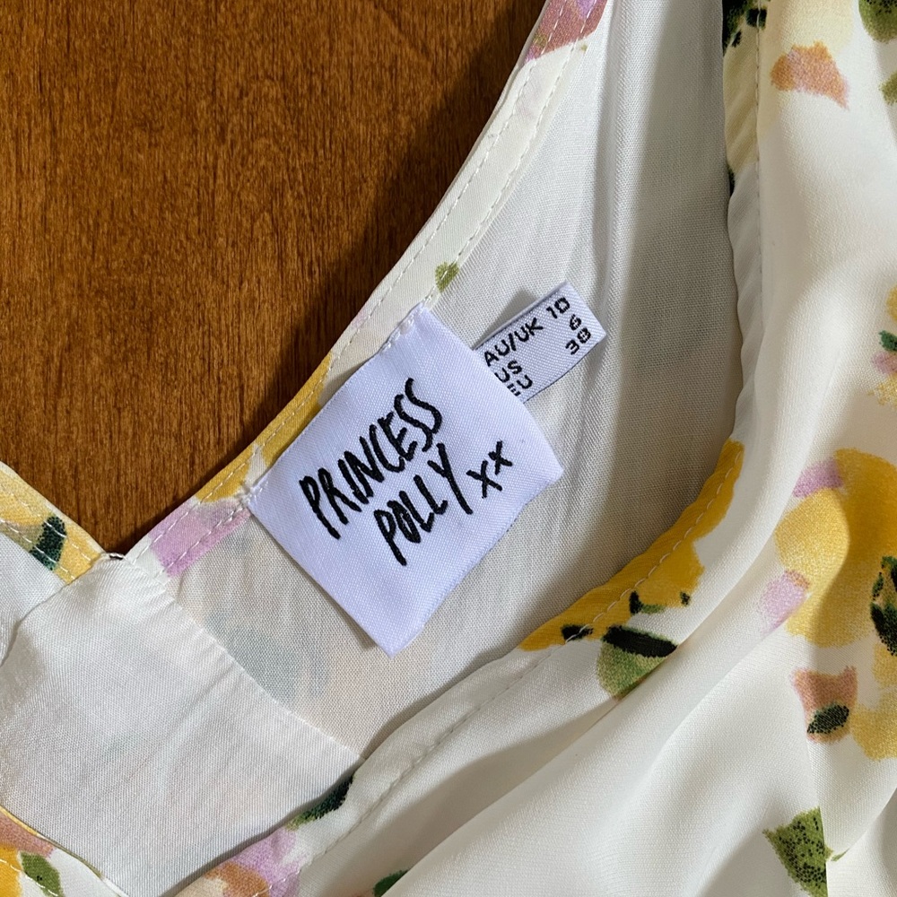 Princess Polly Nellie Mini Dress White Floral with Yellow & Pink Flowers - Picture 10 of 14